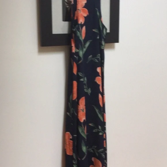 🎉Host Pick 🎉Beautiful  Navy with Orange Flowers Sheath Sz M - Picture 5 of 5